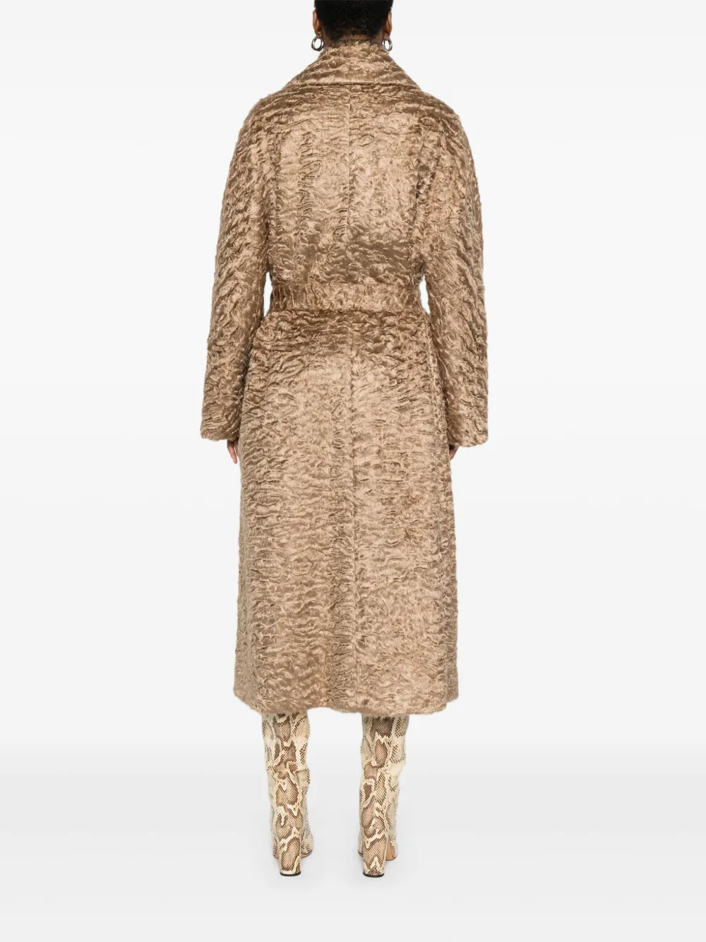 VALENTINI 1972 Jas met textuur en ceintuur Goud