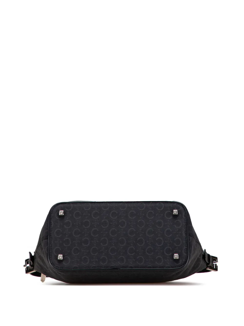 Pre-owned Celine 2012 C Macadam Canvas Shoulder Bag In Black