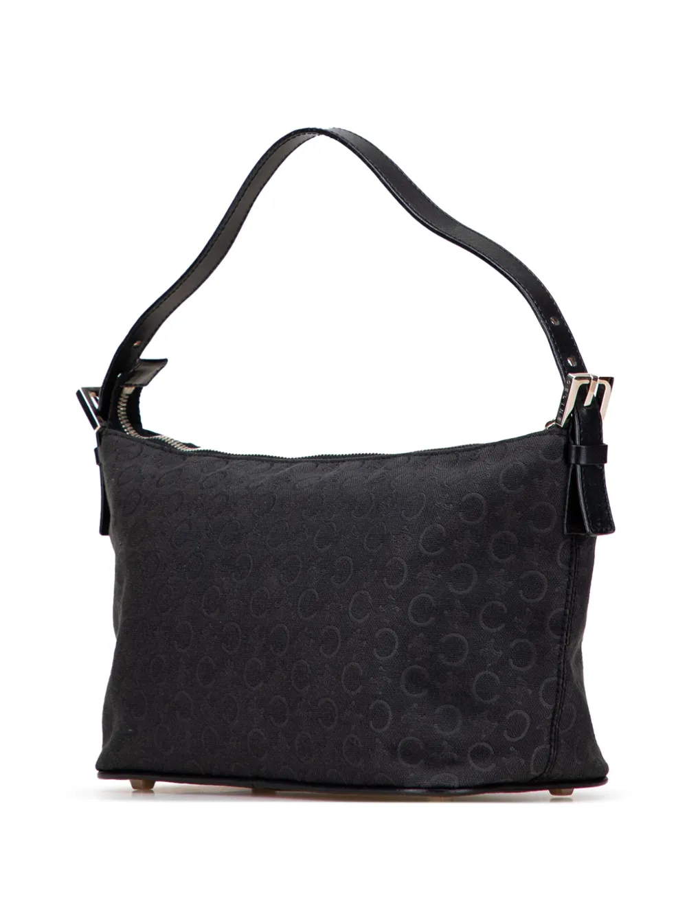Pre-owned Celine 2012 C Macadam Canvas Shoulder Bag In Black