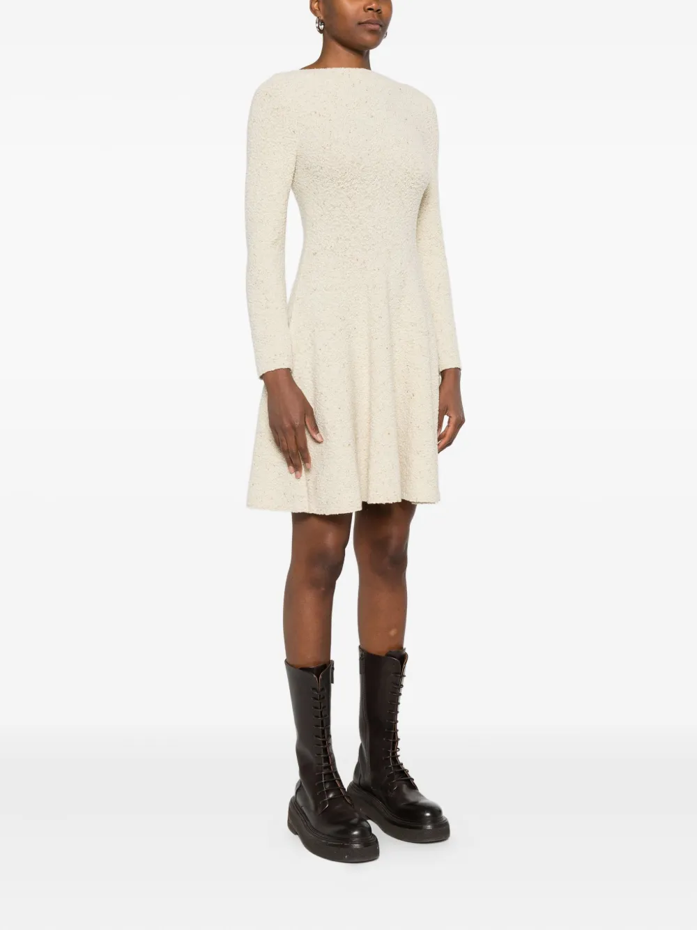 Antonino Valenti Long-sleeve Flared Mini Dress In Neutral
