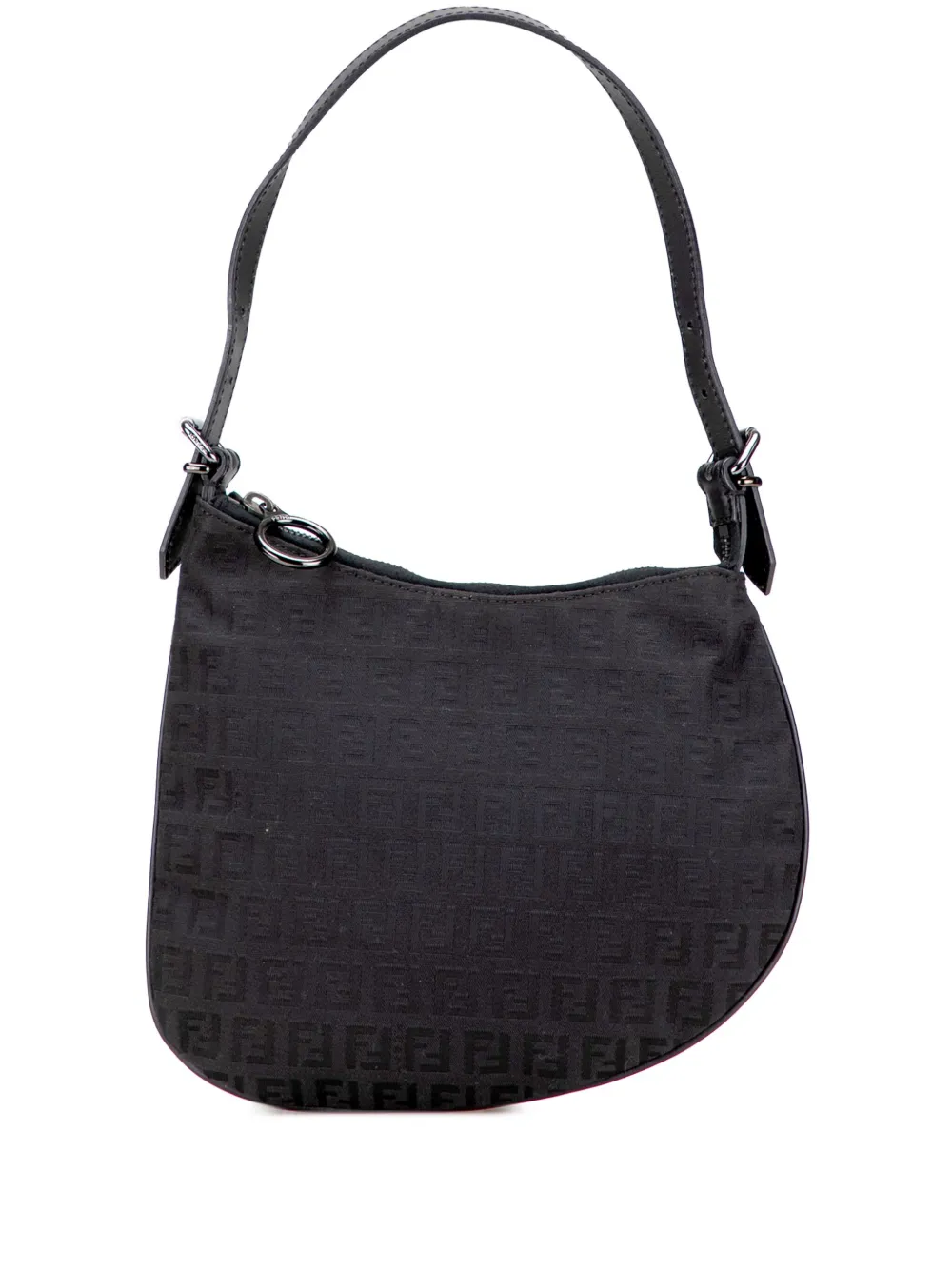 Fendi Pre-Owned 2000-2010 ズッキーノ キャンバス オイスター ショルダーバッグ - ブラック Fendi Pre-Owned 2000-2010 ズッキーノ キャンバス オイスター ショルダーバッグ - ブラック