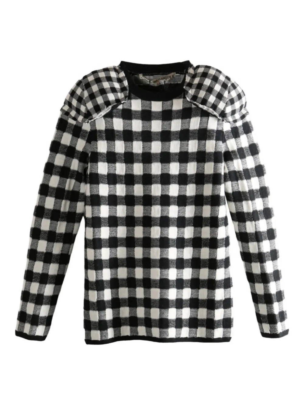 Comme Des Garçons gingham padded-shoulder jumper | Black | Image 1