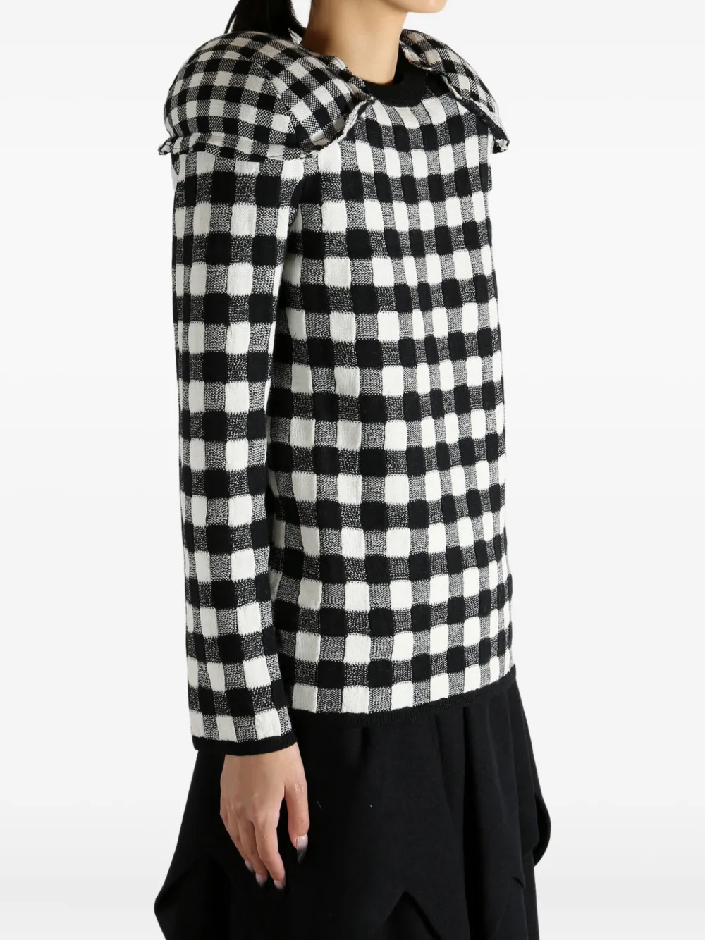 Comme Des Garçons gingham padded-shoulder jumper Zwart