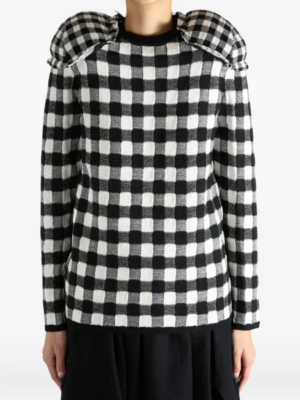 Comme Des Garçons gingham padded-shoulder jumper Zwart