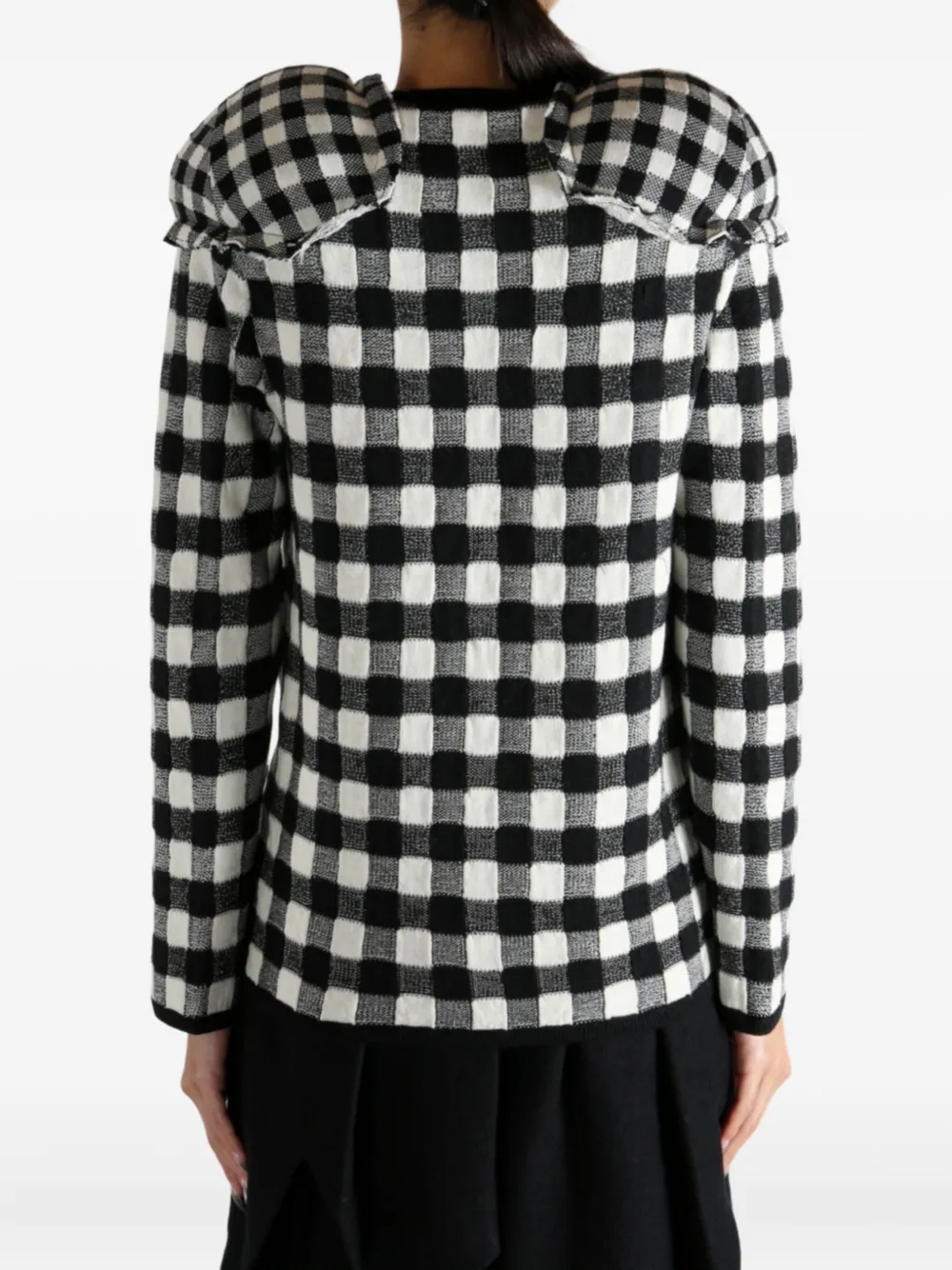 Comme Des Garçons gingham padded-shoulder jumper Zwart