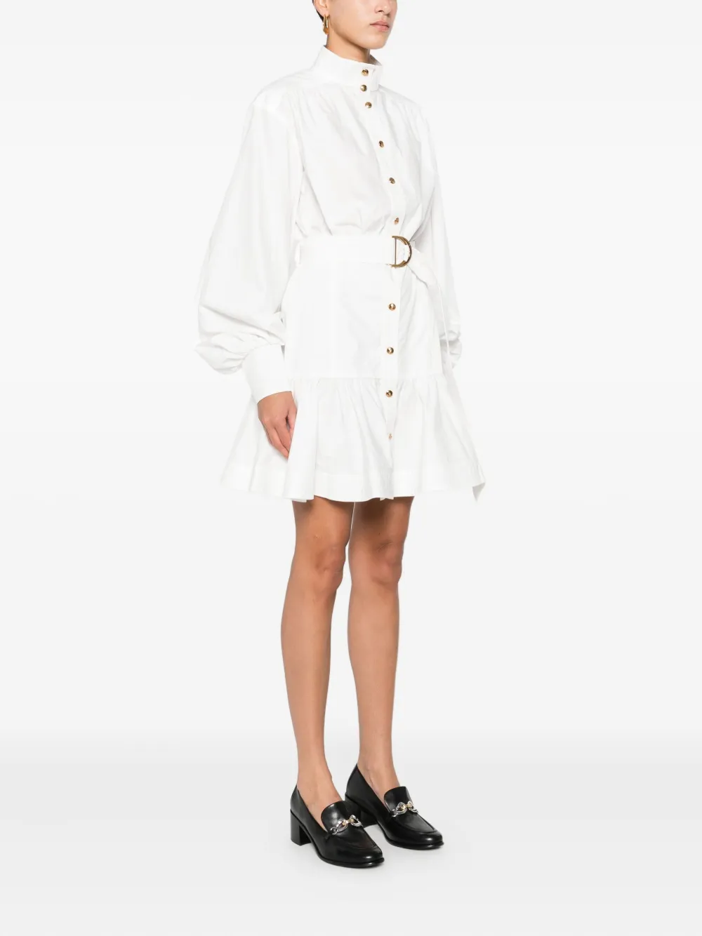 Zimmermann Belted Button-front Mini Dress In White