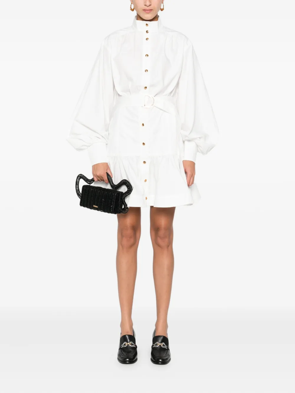 ZIMMERMANN belted button-front mini dress - Wit