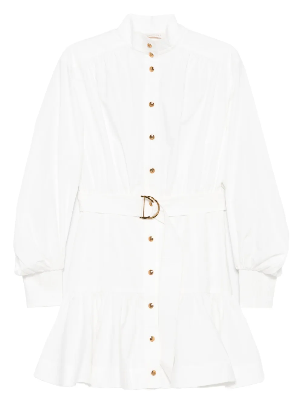 Zimmermann Belted Button-front Mini Dress In White