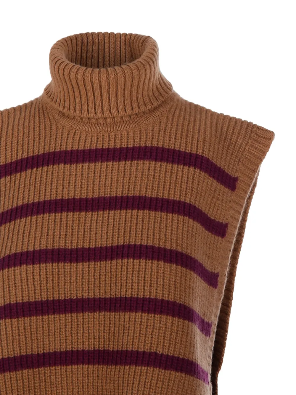 Davantino Turtleneck Striped Vest In Brown