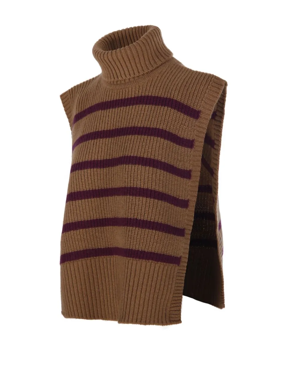 Davantino Turtleneck Striped Vest In Brown