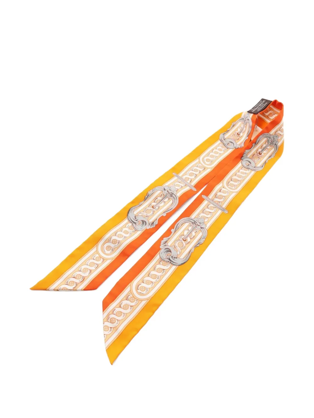 Pre-owned Hermes 20s Bride De Cour Silk Scarf In Orange