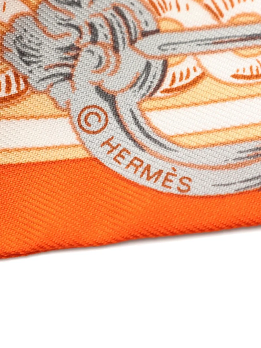 Pre-owned Hermes 20s Bride De Cour Silk Scarf In Orange