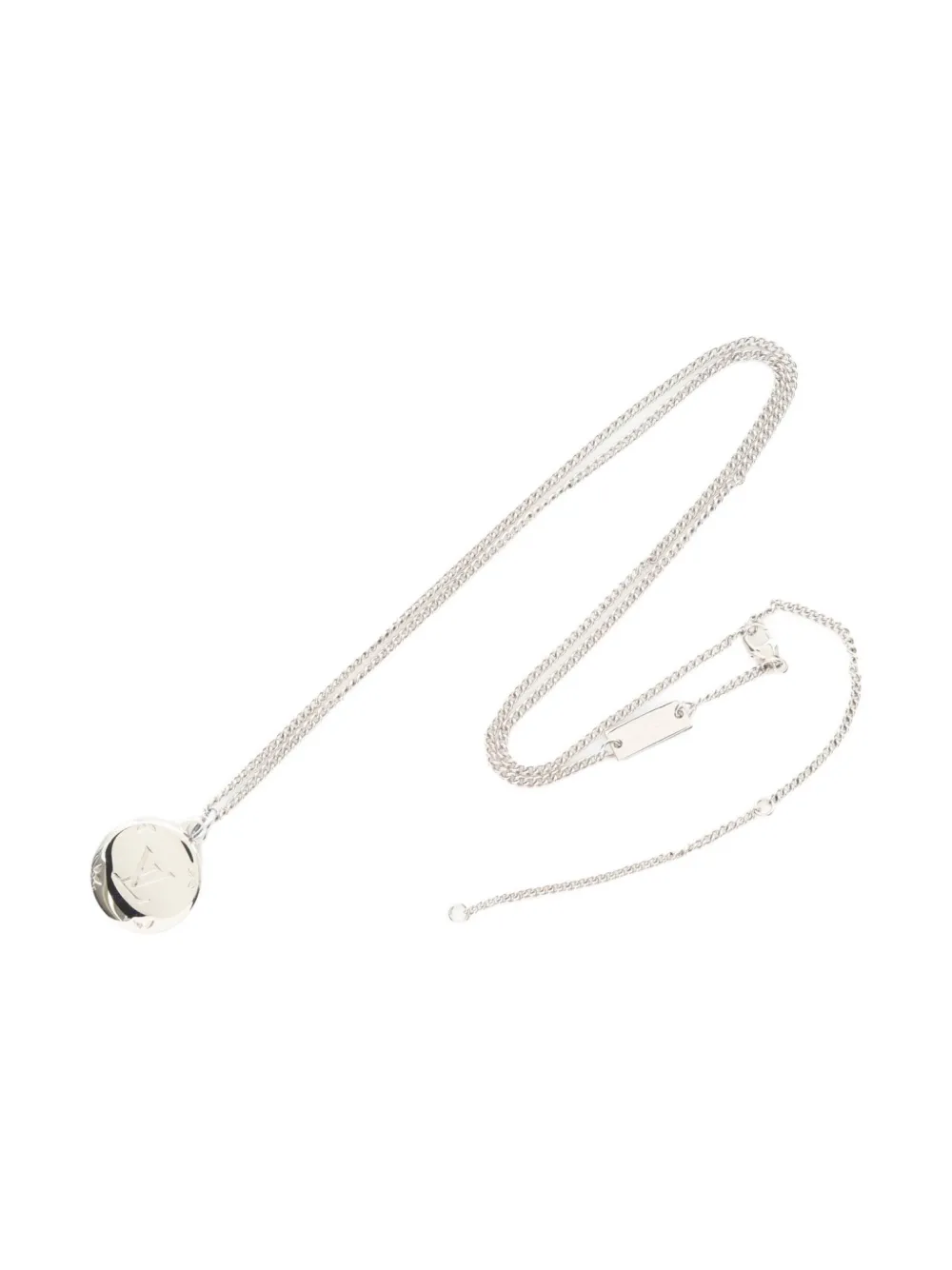 Pre-owned Louis Vuitton 2022 Logo Necklace In Gray