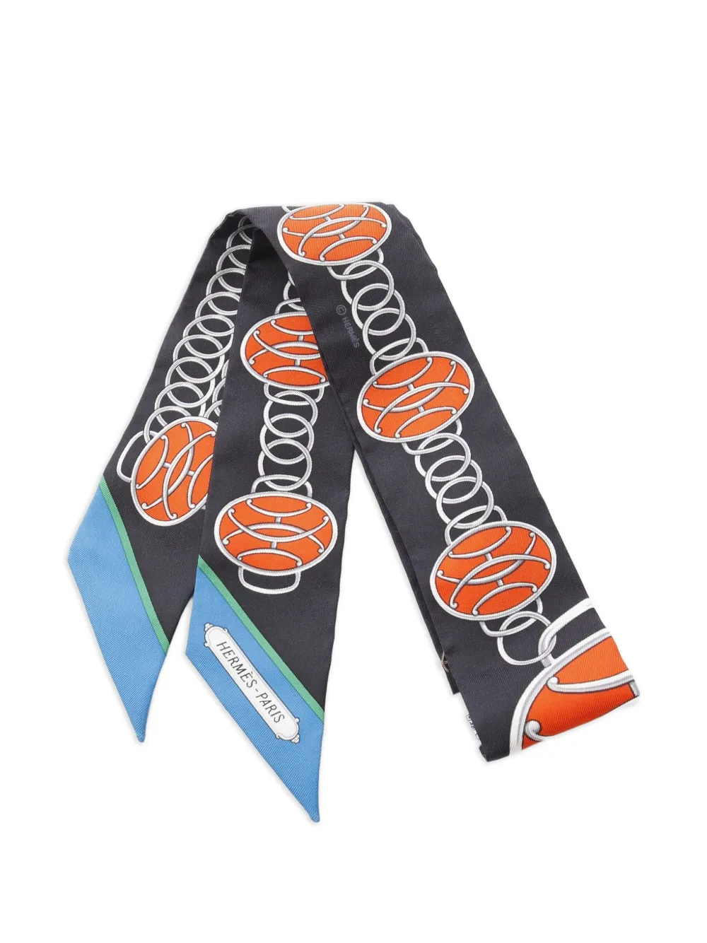 Hermès Pre-Owned 2020s Lift Profile silk twilly | Blue | Image 1