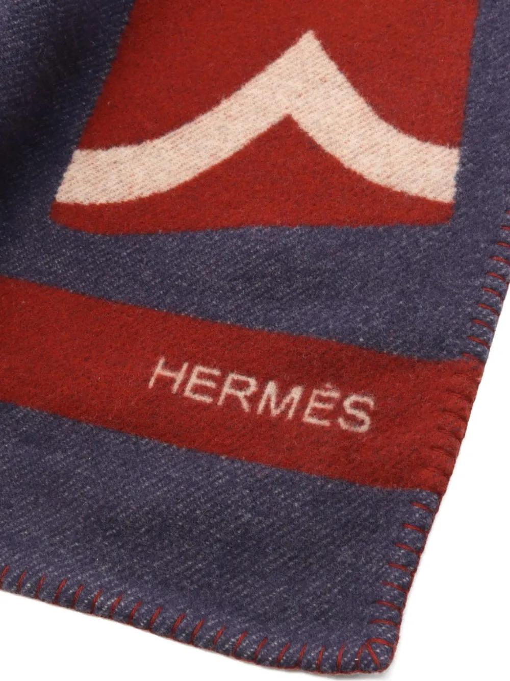 Pre-owned Hermes 1920s Wool Scarf In Red