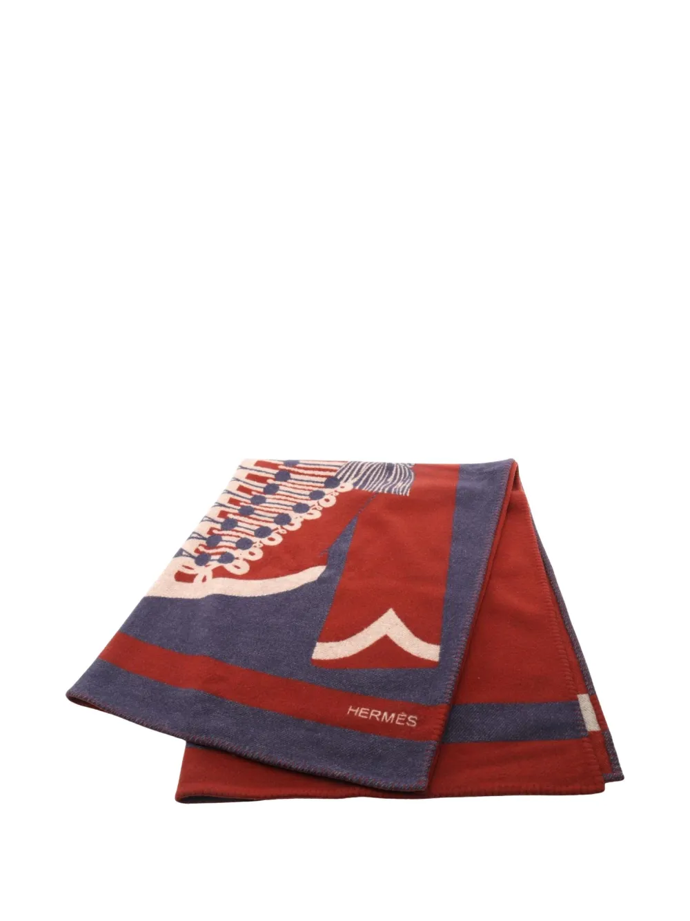 Pre-owned Hermes 1920s Wool Scarf In Red