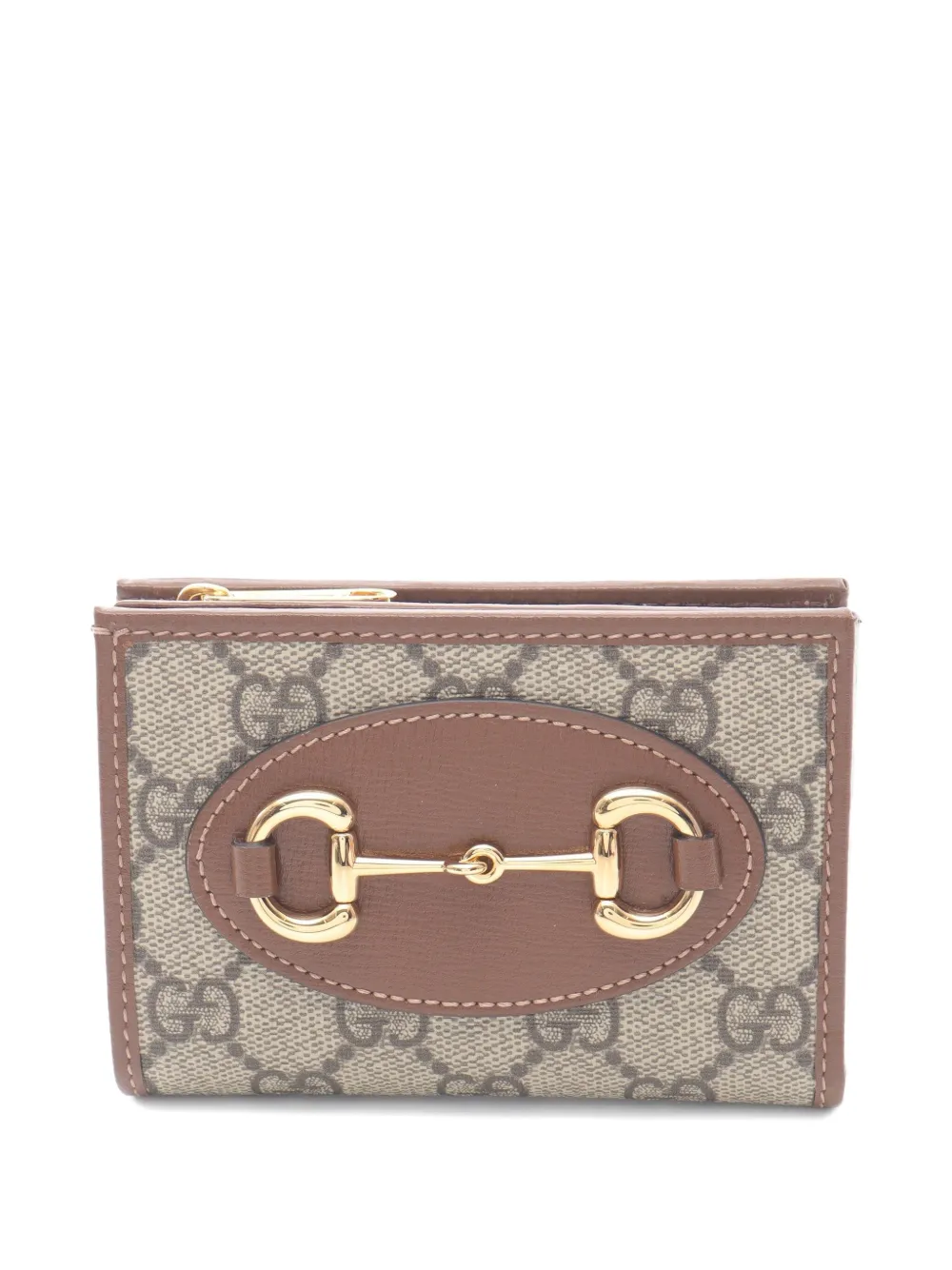 Pre-owned Gucci 2020 Horsebit Gg Supreme Wallet In Brown