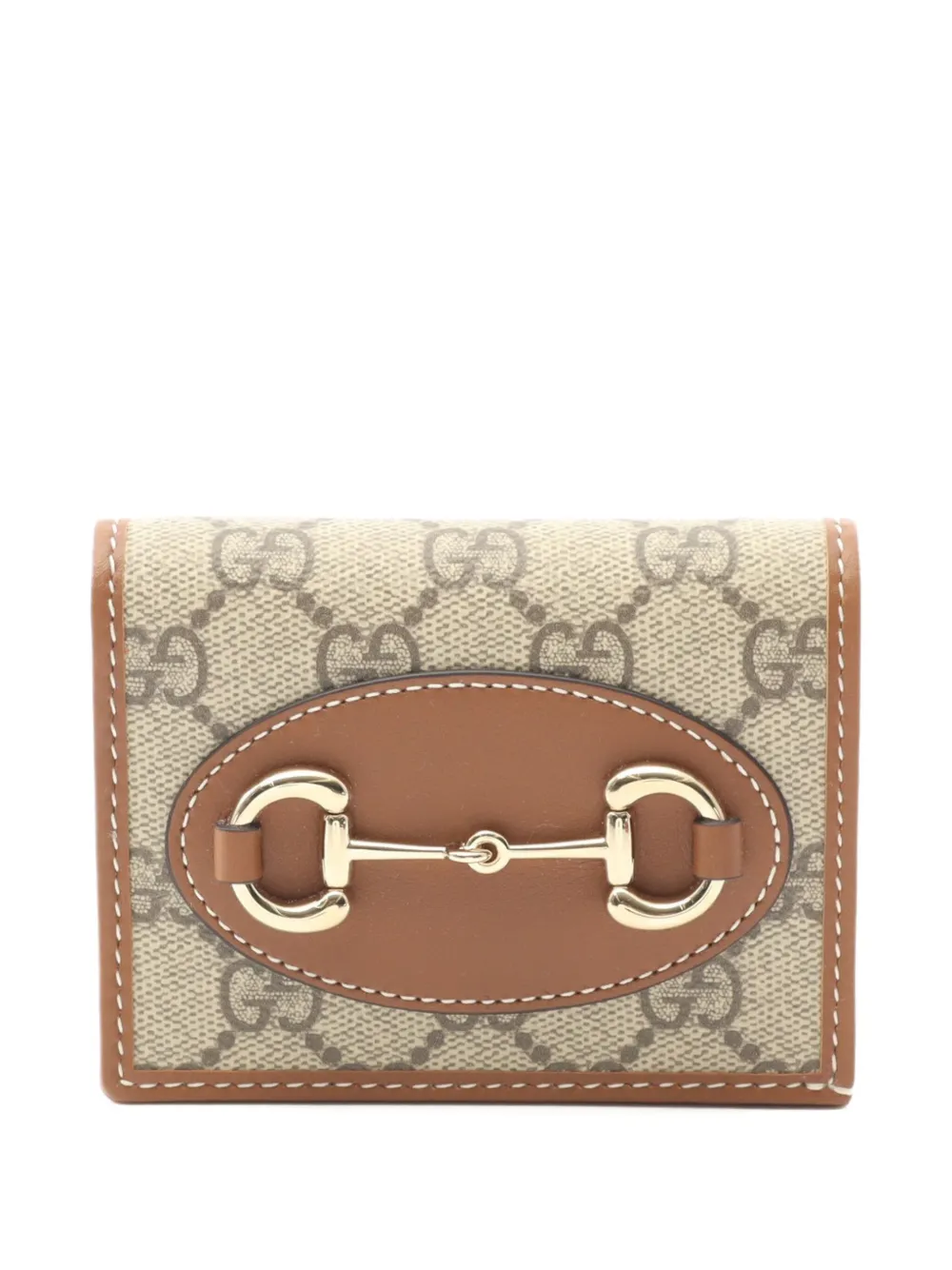 Pre-owned Gucci 2020s Horsebit 1955 Gg Supreme Wallet In Brown