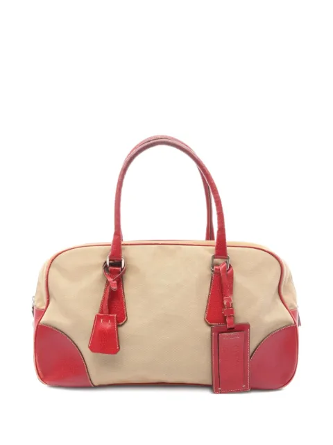 Prada Pre-Owned 2000s leather trim mini boston bag