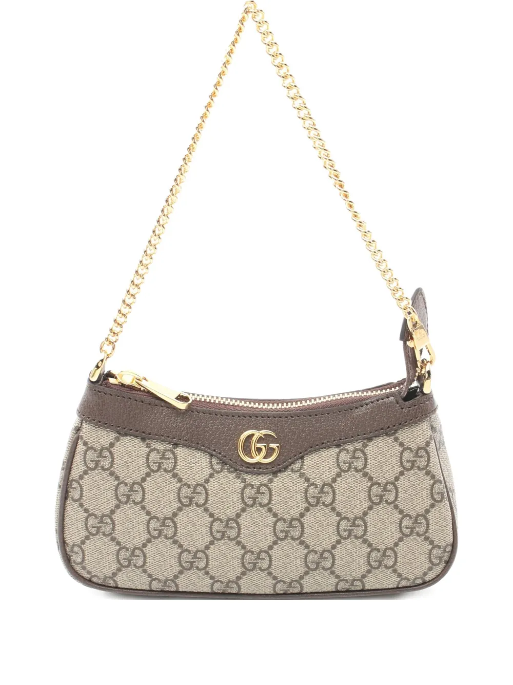 Pre-owned Gucci 2020s Mini Ophidia Gg Supreme Shoulder Bag In Gray