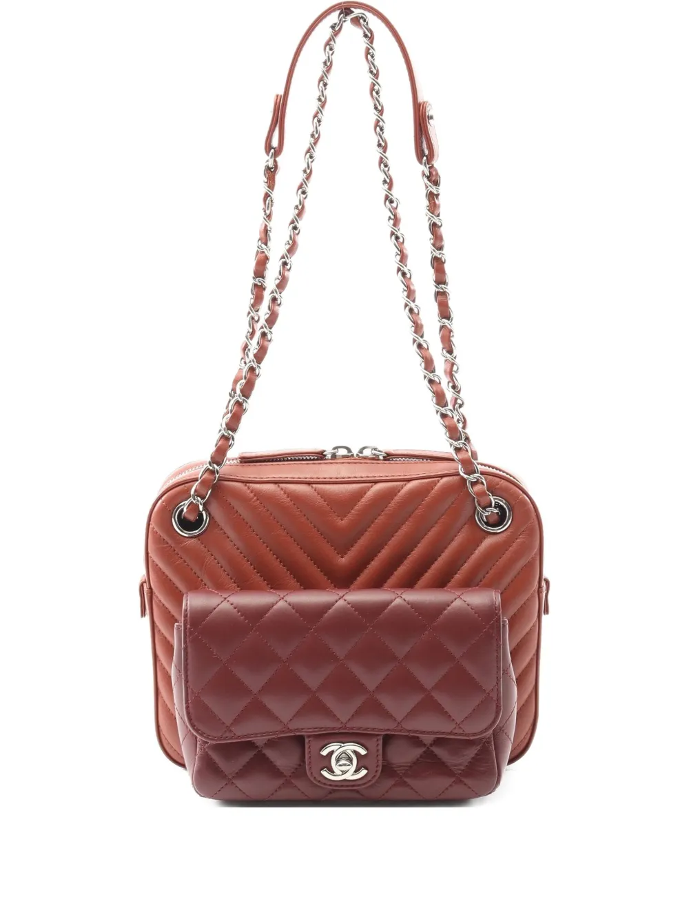 CHANEL Pre-Owned 2018 chevron-quilted chain shoulder bag | Brown | Image 1