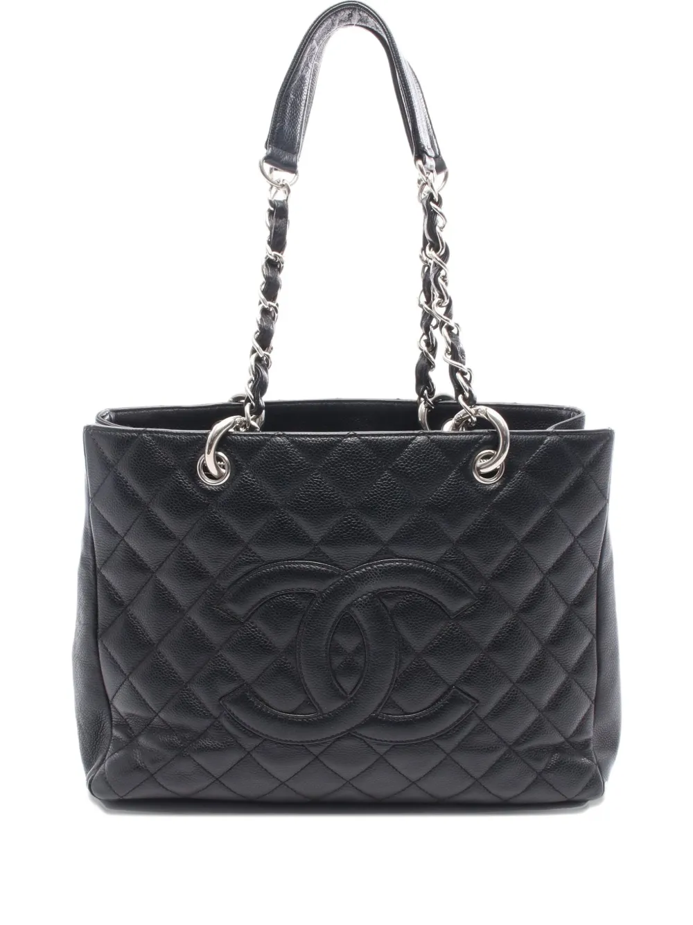 CHANEL Pre-Owned 2008-2009 グランド ショッピング ショルダーバッグ - ブラック CHANEL Pre-Owned 2008-2009 グランド ショッピング ショルダーバッグ - ブラック
