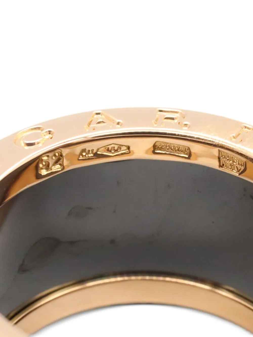Pre-owned Bvlgari 10s 18k Rose Gold B-zero1 B Ring In Black