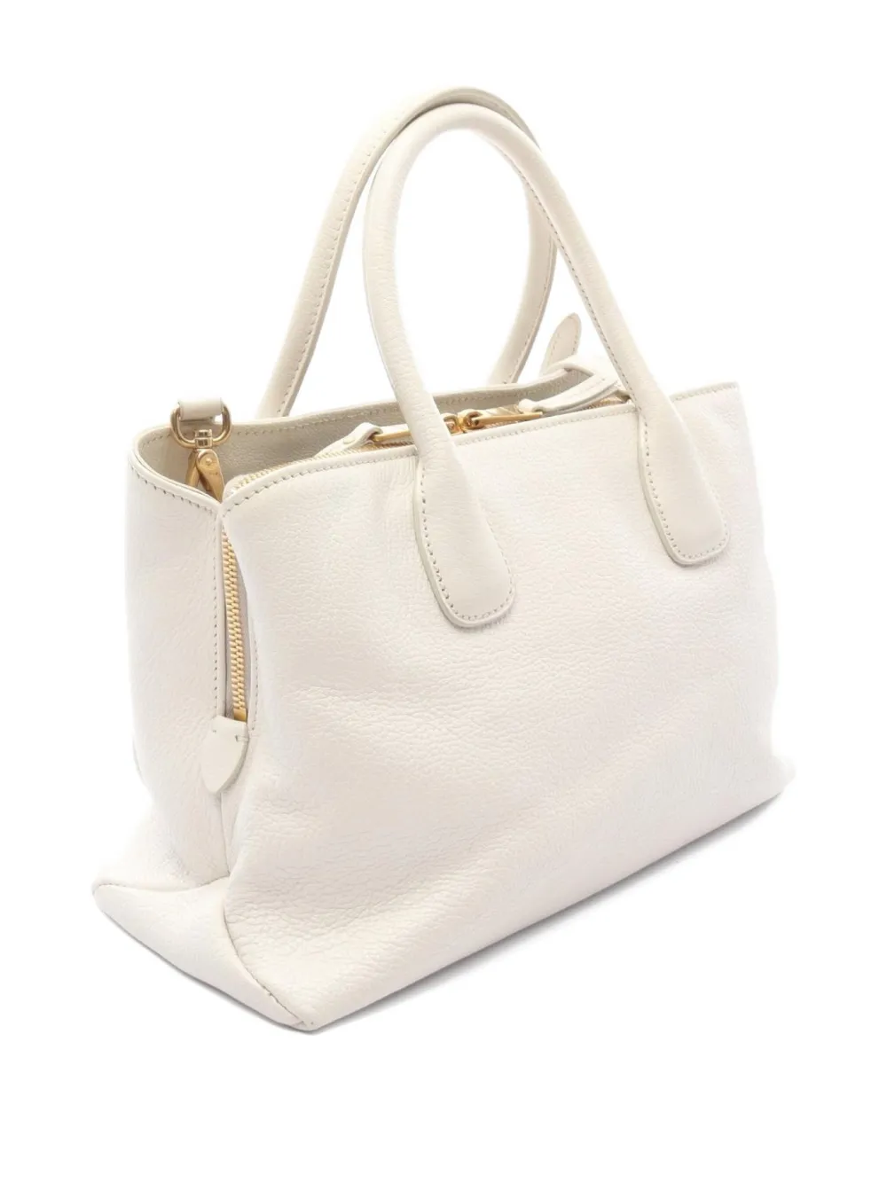 Pre-owned Miu Miu 2000s Madras Leather Handbag In White