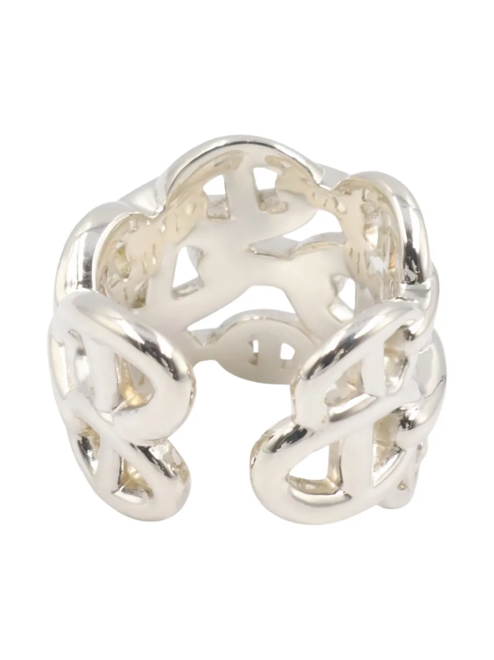 Pre-owned Hermes 2010s Chaîne D'ancre Enchene Ring In Silver