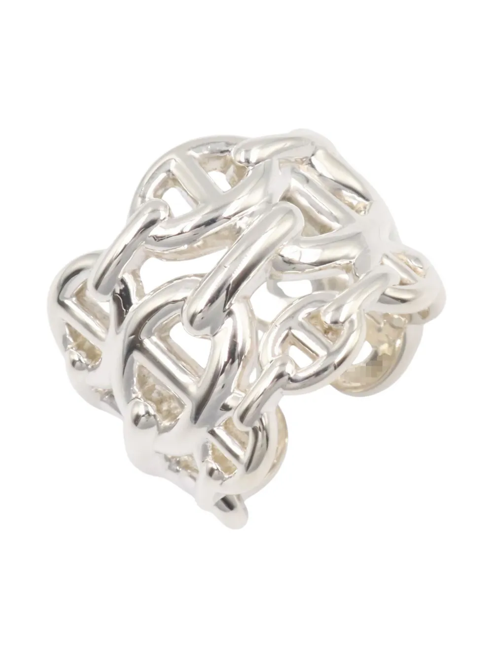 Pre-owned Hermes 2010s Chaîne D'ancre Enchene Ring In Silver