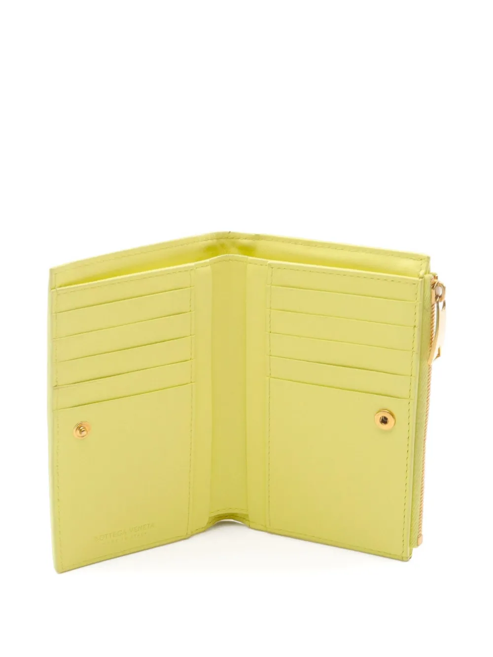 Pre-owned Bottega Veneta 2000s Intrecciato Bi-fold Leather Wallet In Yellow