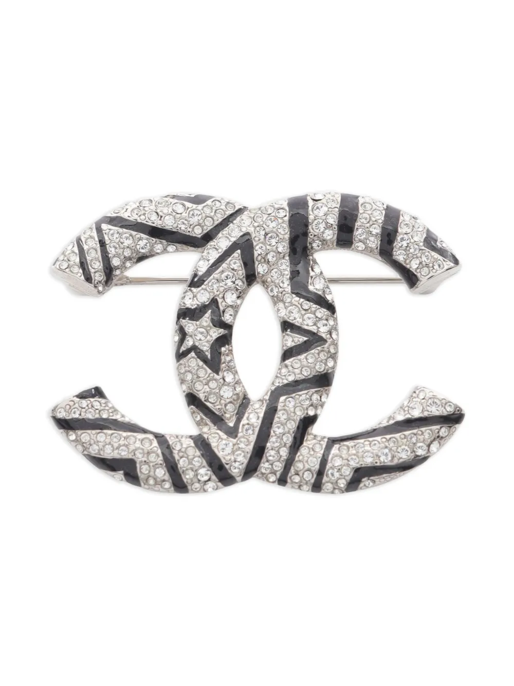 CHANEL Pre-Owned 1980s rhinestone CC brooch | Silver | Image 1