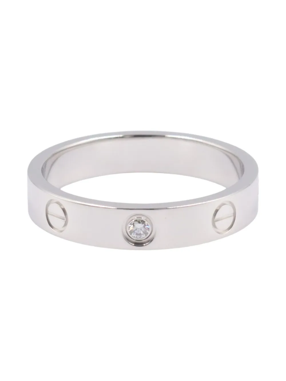 Pre-owned Cartier 2010s 18k White Gold Mini Love Diamond Ring In Silver