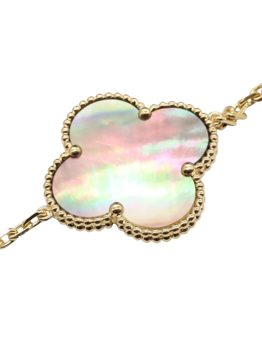 Pre-owned Van Cleef & Arpels 2010s 18k Yellow Gold Onyx Alhambra Necklace