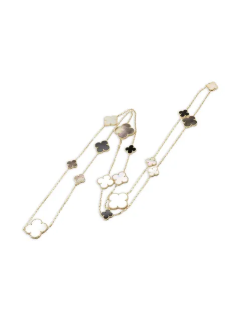 Van Cleef & Arpels 2010s 18K yellow gold Onyx Alhambra necklace