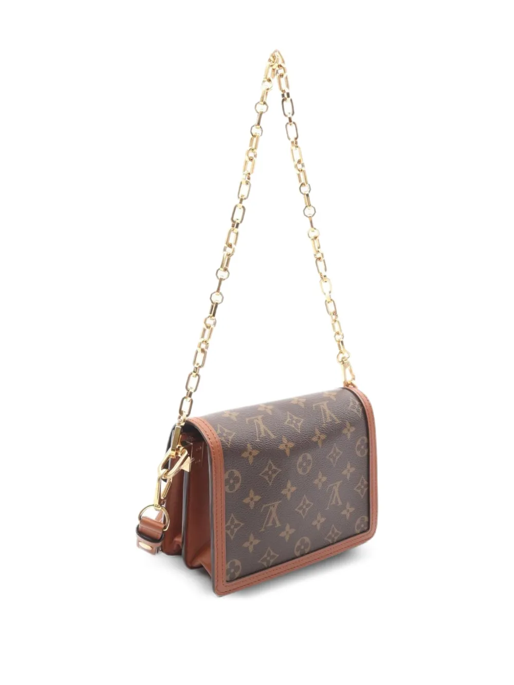 Pre-owned Louis Vuitton 2020 Dauphine Monogram Reverse Mini Shoulder Bag In Brown