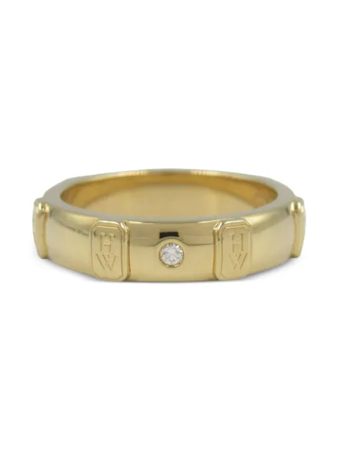 Harry Winston 2010s 18K yellow gold logo diamond ring