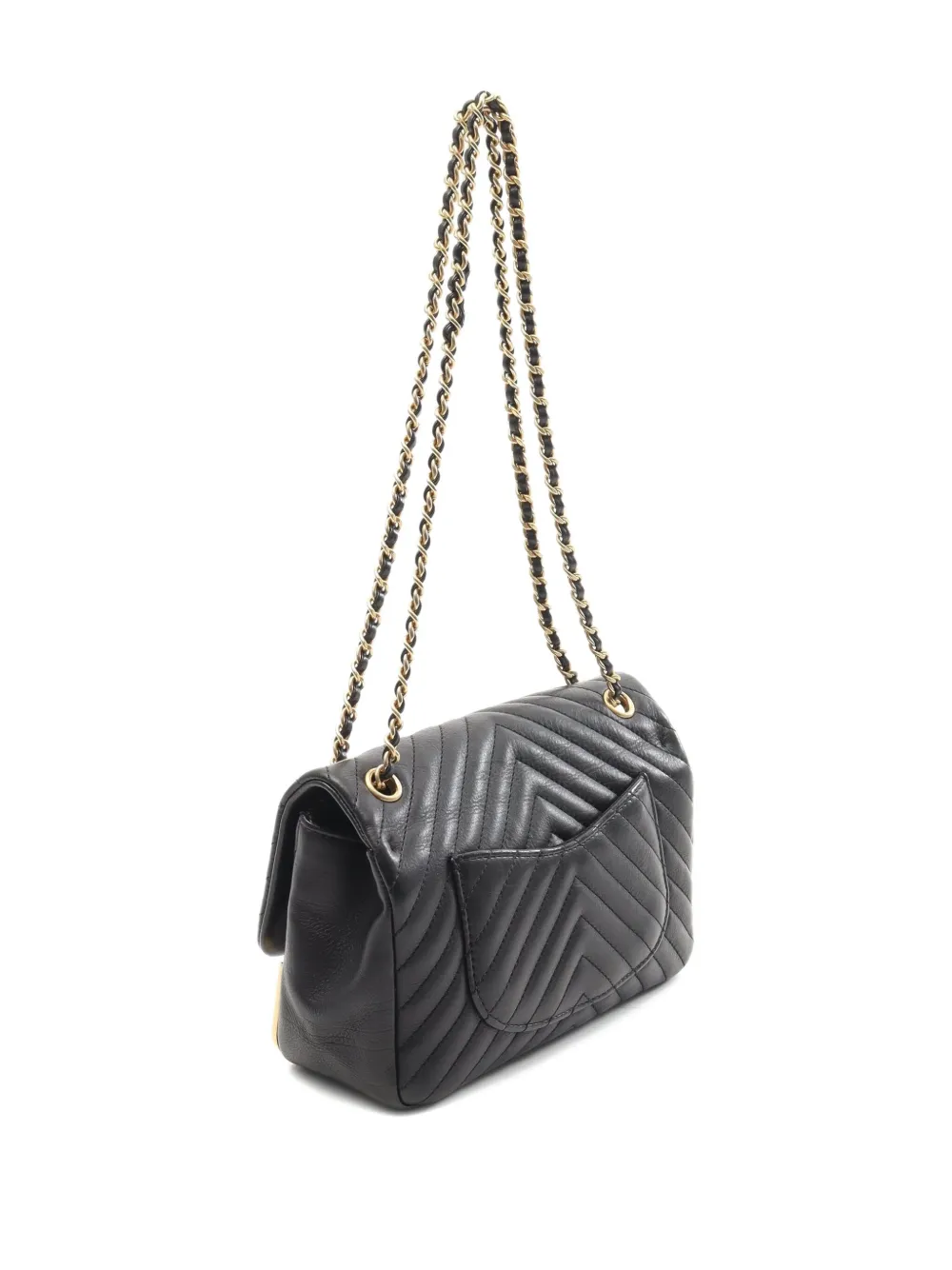 Pre-owned Chanel 2018-2019 V-stitch Chain Shoulder Bag In Black