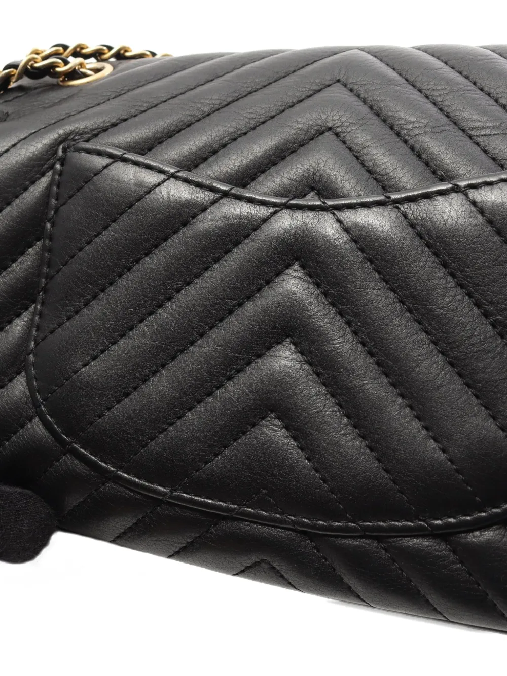 Pre-owned Chanel 2018-2019 V-stitch Chain Shoulder Bag In Black