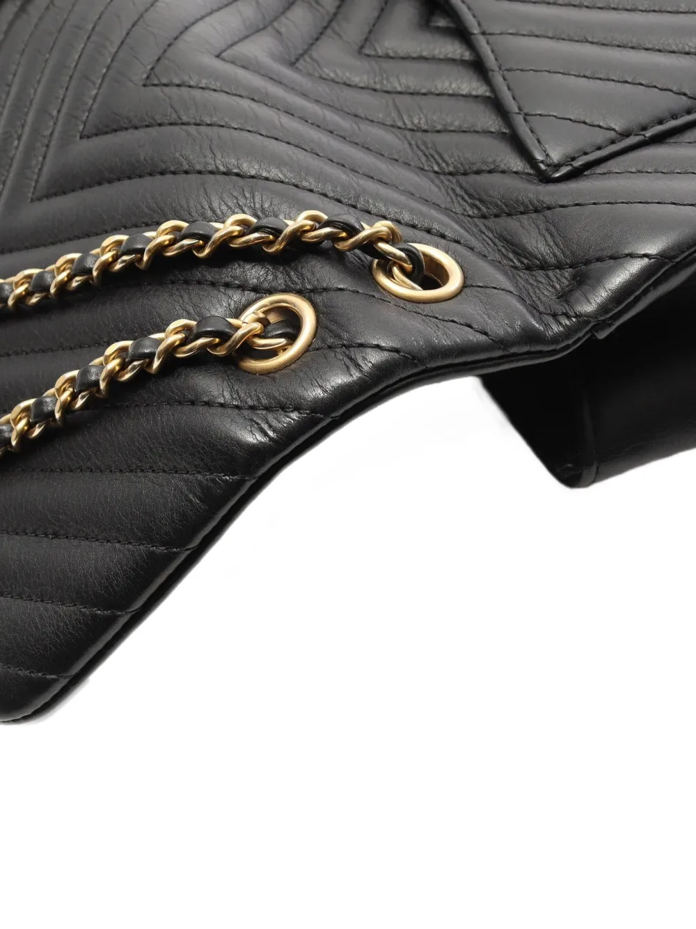 Pre-owned Chanel 2018-2019 V-stitch Chain Shoulder Bag In Black