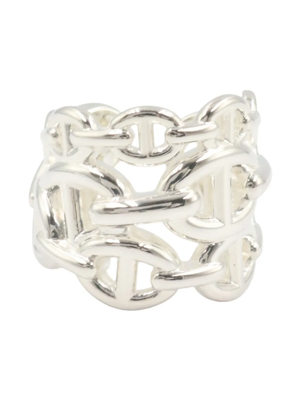 Pre-owned Hermes 2020s Enchaine Gm Ring In Silver