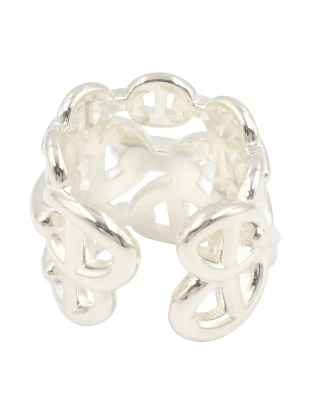Pre-owned Hermes 2020s Enchaine Gm Ring In Silver