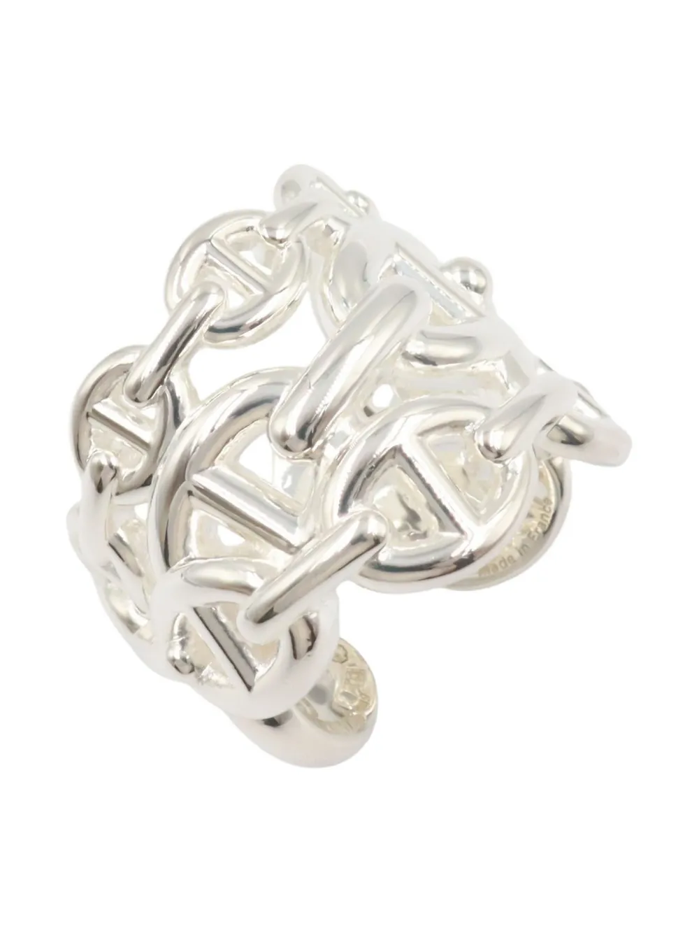 Pre-owned Hermes 2020s Enchaine Gm Ring In Silver