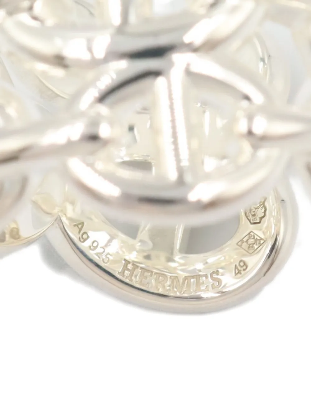 Pre-owned Hermes 2020s Enchaine Gm Ring In Silver