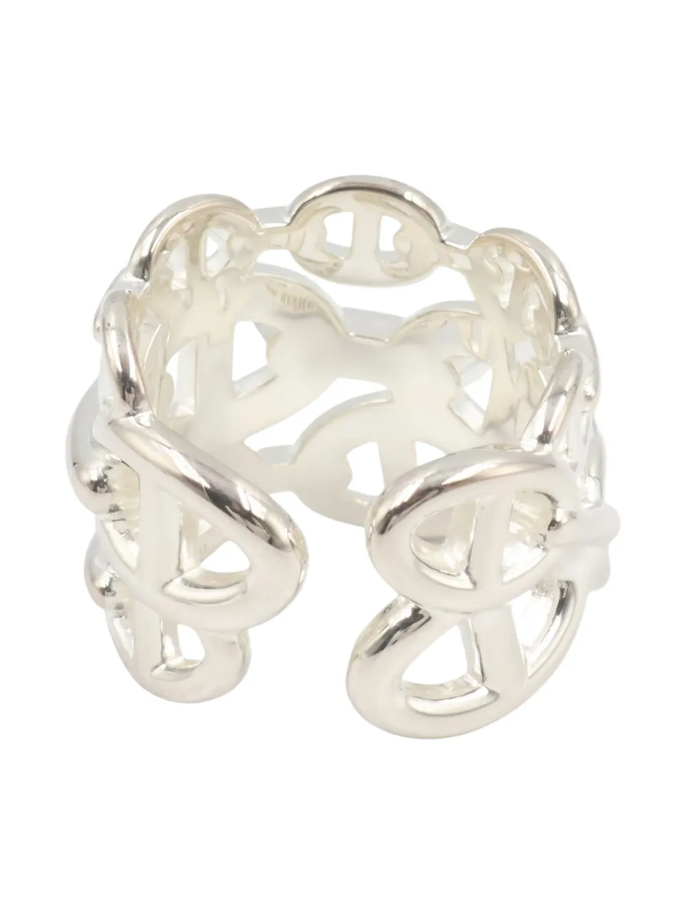 Pre-owned Hermes 2020s Enchaine Gm Ring In Silver