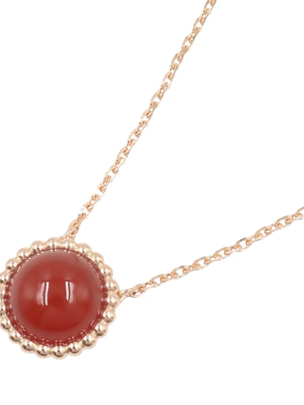 Pre-owned Van Cleef & Arpels 10s 18k Rose Gold Perlée Kurul Necklace In Red