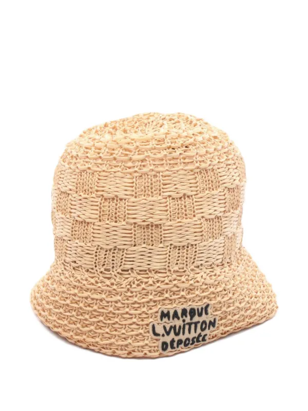 Louis Vuitton Pre-Owned 2024 Raffia Damier Hat Neutrals FARFETCH IN