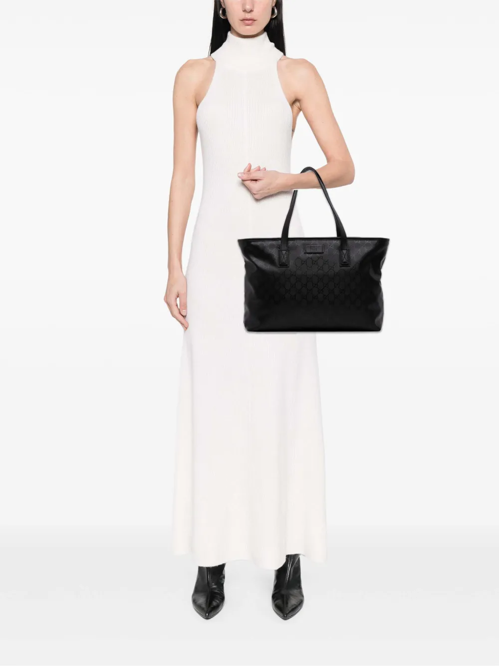 Pre-owned Gucci 2016-2025 Gg Imprime Tote Bag In Black