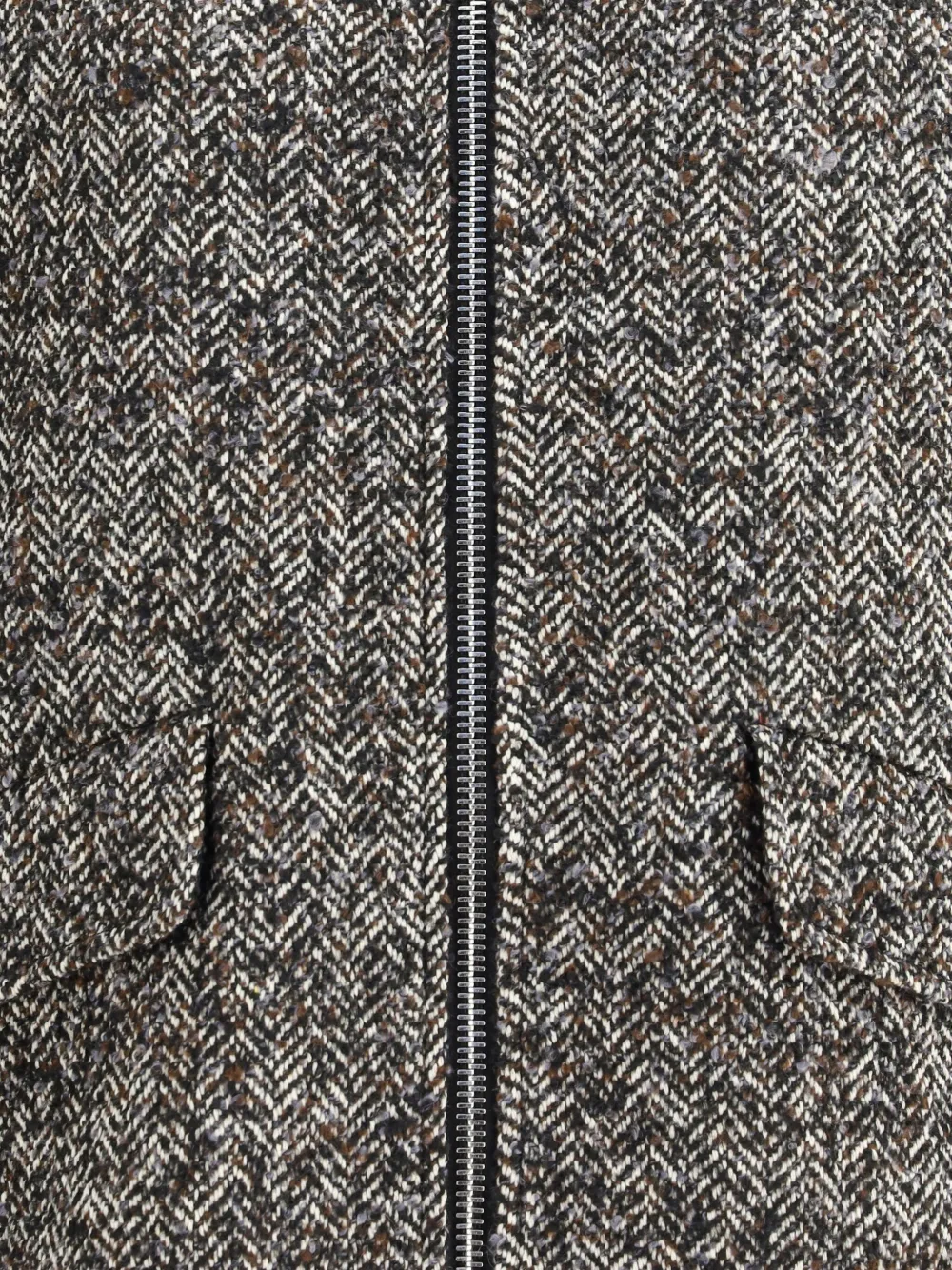 True Royal Alina Herringbone Zip-front Jacket In Gray
