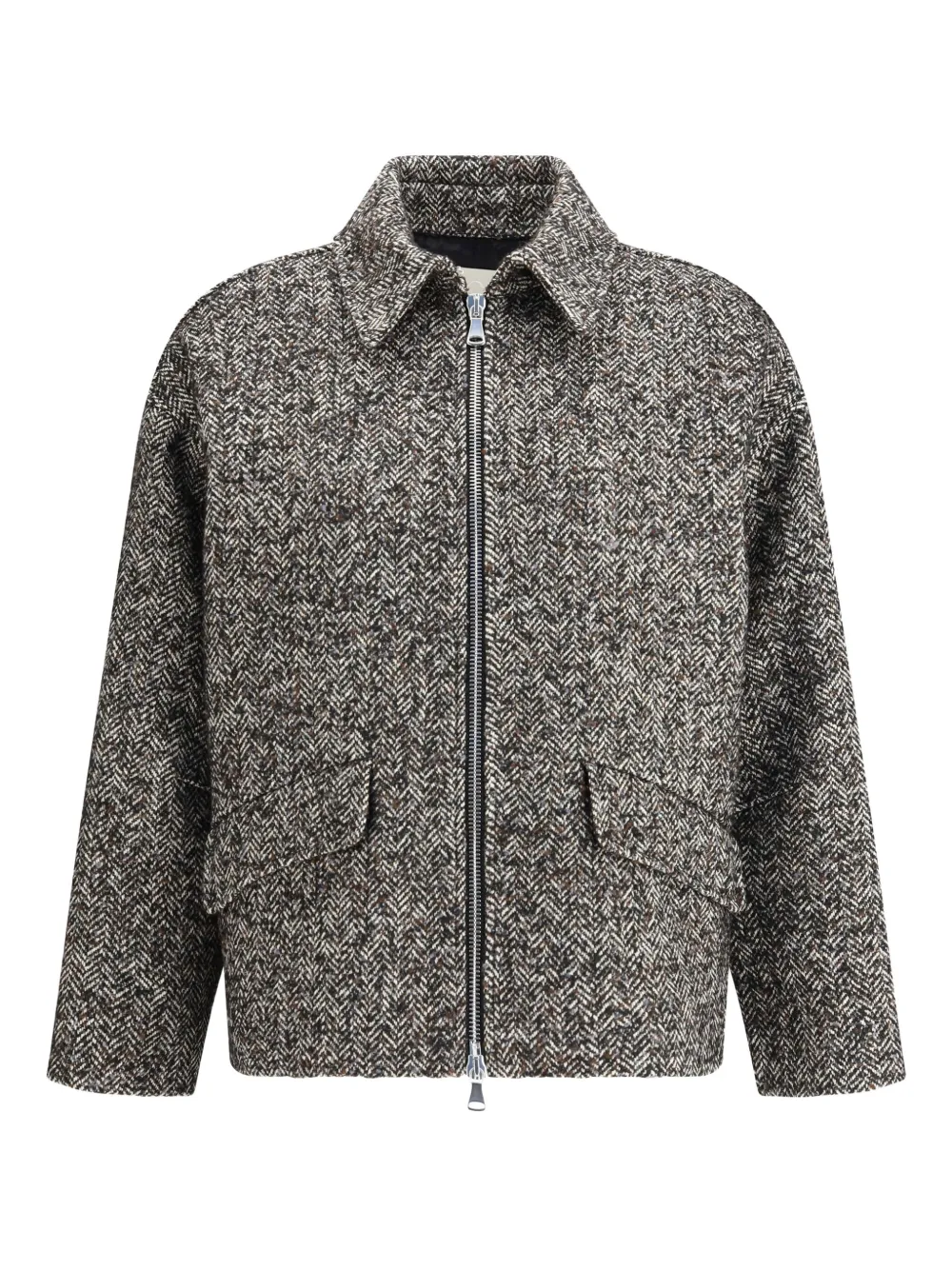 True Royal Alina herringbone zip-front jacket | Black | Image 1